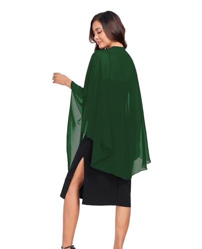 TONGFANTFL Shawls Wraps for Evening Wedding Party Chiffon Scarf Soft Bridal Wraps Wedding Guest Shawl Coverage - color: Dark Green