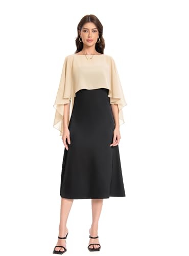 Baoqiya Women's Capelet Shawls and Wraps for Evening Dresses Soft Bridesmaid Shawl Chiffon Cape Wedding Cover Up - color: Champagne