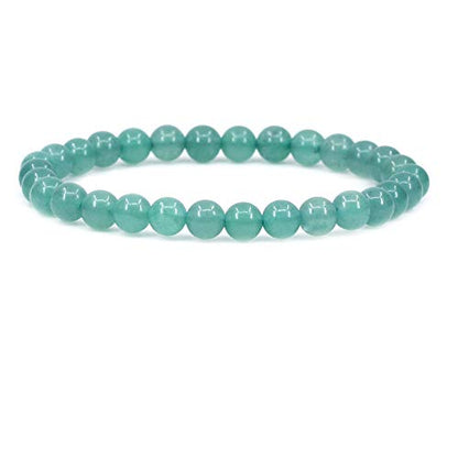 Keleny Semi Precious Crystal 6mm Round Beads Rock Yoga Stretch Bracelet 7 Inch Unisex Unisex - color: A Grade Green Aventurine