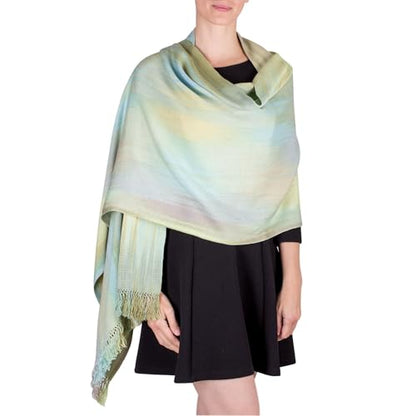 NOVICA Rayon shawl, 'Serenity's Ethereal Inspiration'