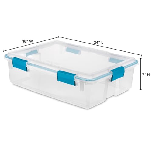 Sterilite 4-Pack Gasket Box, Home Storage Organizer Bins with Lids, 37 Quart – Stackable Clear Plastic Containers for Bedroom, Bathroom, Garage, Basement, or Attic - size: 37 Quart, style: 4 Pack