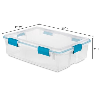 Sterilite 4-Pack Gasket Box, Home Storage Organizer Bins with Lids, 37 Quart – Stackable Clear Plastic Containers for Bedroom, Bathroom, Garage, Basement, or Attic - size: 37 Quart, style: 4 Pack