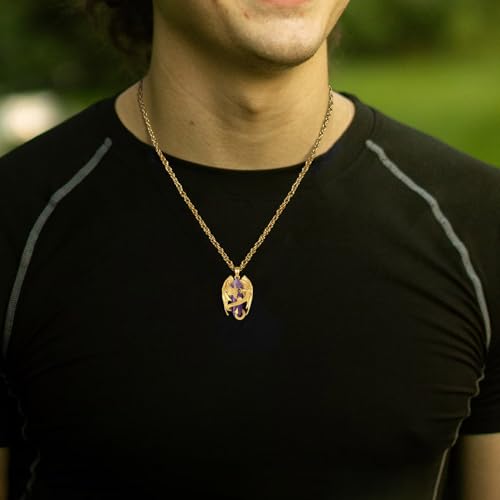 INFUSEU Unique Dragon Necklaces with Healing Crystal Stone for Men Women, Personalized Spiritual Gifts, 24 Inch Chain - color: Gold-Amethyst