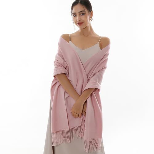 RIIQIICHY Winter Scarfs for Women Pashmina Shawls Wraps for Evening Dresses Large Warm Soft Scarves - color: Pink