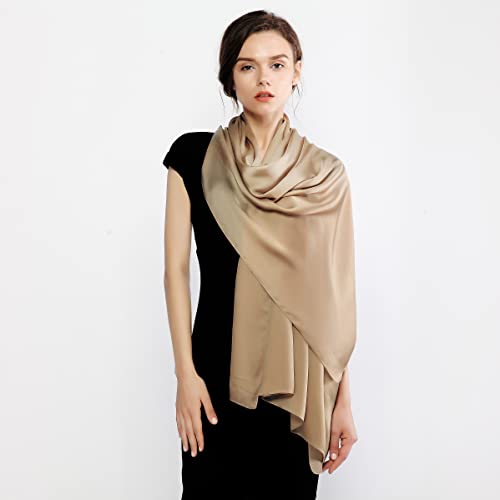 RIIQIICHY Women Shawls and Wraps for Evening Dresses Like Chiffon Silk Scarf Formal Silky Pashmina Shawls for Weddings - color: Camel