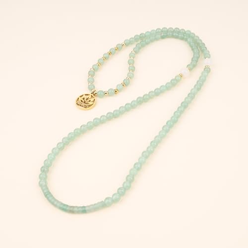 COAI Japamala Namaste Charm 108 Mala Beads Wrap Bracelet Stone Beaded Necklace - style: Green Aventurine