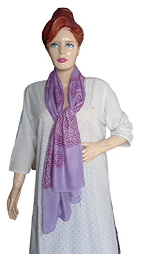 KVR Hindu Pooja Religious Cotton Indian prayer scarf with OM Krishna Ganesha Shiva Nataraja yoga spiritual auspicious prints - color: Purple - Om