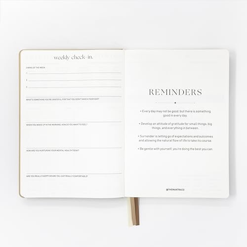 Soulwork Planner - 6 Months Undated, Guided Journal Prompts, B5 Daily Planner, To-Do Lists, 360 Pages, Leather Fabric Hardcover, 6.9” x 9.8”, Lay Flat, Productivity, Self-Care, Mindfulness (Beige) - color: Beige