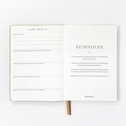 Soulwork Planner - 6 Months Undated, Guided Journal Prompts, B5 Daily Planner, To-Do Lists, 360 Pages, Leather Fabric Hardcover, 6.9” x 9.8”, Lay Flat, Productivity, Self-Care, Mindfulness (Beige) - color: Beige