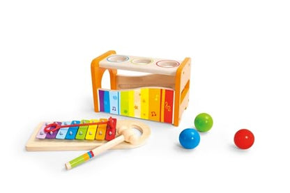Hape Pound & Tap Bench with Slide Out Xylophone - Award Winning Durable Wooden Musical Pounding Toy for Toddlers