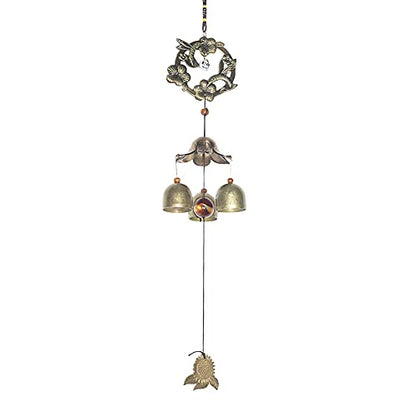 Wreath Wind Chimes Metal Garden Bells Hummingbird WindChimes for Lucky Outdoor Garden Patio Hanging Decor Gift for Mother