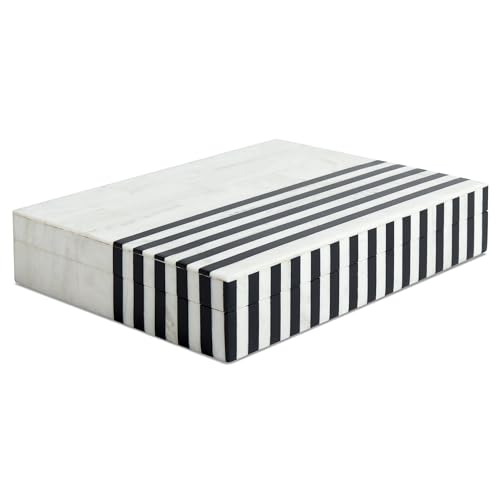 Handicrafts Home Large Decorative Storage Box with Lid – Black White Modern Storage Box, Remote Control Organizer for Coffee Table, Console & Living Room Decor – Mono Lead 12 x 6 x 2 - color: MONO-LEAD, size: 8 x 6 x 1.5 Inches