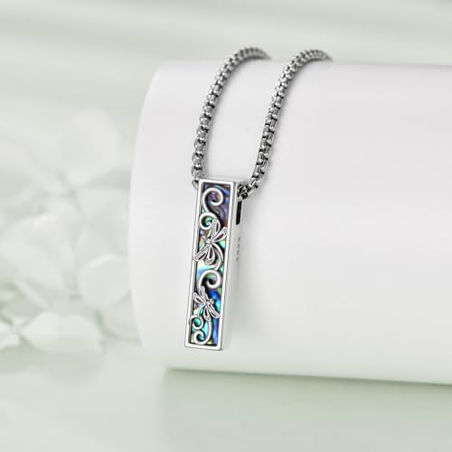 Cremation Urn Necklaces for Ashes Sterling Silver 3D Vertical Bar Memorial Pendant for Loved Ones Keepsake Cremation Jewelry Gifts for Women Men - style: Dragonfly