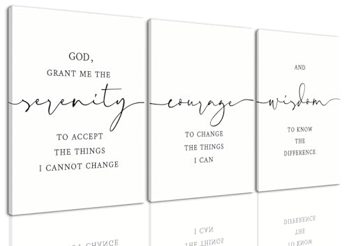 AOYUSMO 3 Piece Christian Scripture Canvas Wall Art Serenity Prayer Jesus Wall Art Bible Decor Verse God Grant Me the Serenity Religious Art Prints for Living Room Bedroom Church 16"x24" - color: Serenity Prayer, size: 16x24in