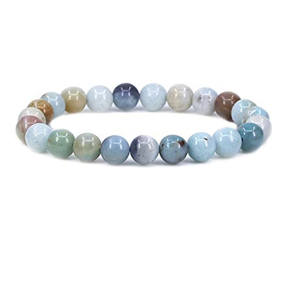 Keleny Gem Semi Precious Gemstones 8mm Round Beads Crystal Stretch Bracelets 7 Inch Unisex - color: Multicolor Amazonite