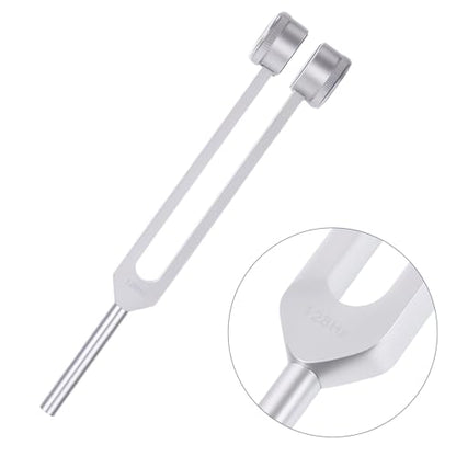 Tuning Fork for Healing 128Hz with Hammer, Sound Healing Therapy Frequency Tool for Meditation, Reiki Supplies Kit, Aluminum Alloy 128 Hz Wellness Instrument with Pouch