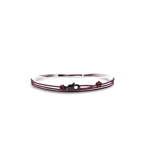 Made by Nami Nautical Rope Bracelet for Men Waterproof & Adjustable Wrap String Bracelets with Snap Hook Gift for Him - color: Ruby Red Black