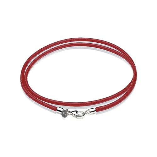Leather Necklace for Men Women with Solid 925 Sterling Silver Lobster Clasp 3mm Black/Brown/LightBrown/Red Leather Necklace Cord 16/18/20/22/24/26/30 Inches - size: 26, style: Dark Red Leather Necklace