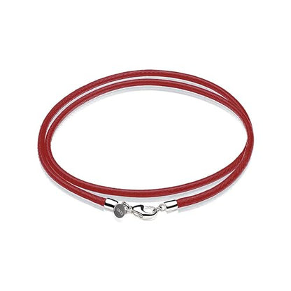 Leather Necklace for Men Women with Solid 925 Sterling Silver Lobster Clasp 3mm Black/Brown/LightBrown/Red Leather Necklace Cord 16/18/20/22/24/26/30 Inches - size: 26, style: Dark Red Leather Necklace