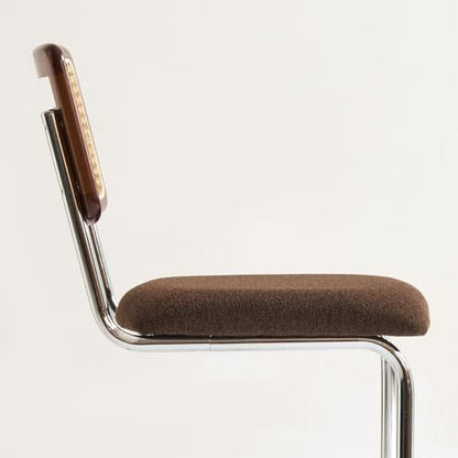Natural Rattan Counter Height Stools Set of 2 with Solid Wood Back, 24 Inch Mid Century Modern Cesca Bar Stools, Brown Upholstery Boho Stool for Kitchen Counter with Chrome Metal Legs - color: Brown, size: 2PCS-24'' Counter Height Stool