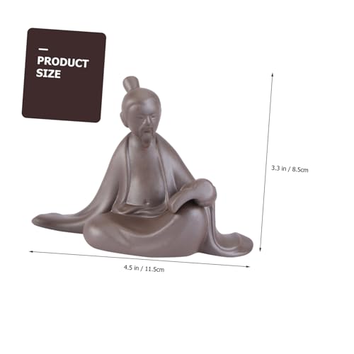 VOSAREA 3pcs Sand Ceramic Household Adornment Zen Rockery Decoration for Home Includes Styles Book and Sitting Figures for Interior Decor and Giving
