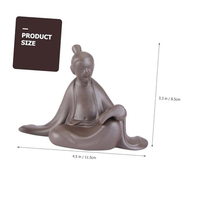 VOSAREA 3pcs Sand Ceramic Household Adornment Zen Rockery Decoration for Home Includes Styles Book and Sitting Figures for Interior Decor and Giving