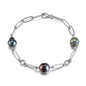 Genuine Tahitian Pearl Bracelet for Women - 3pcs 9-10mm Ocean-Grown Baroque Pearls, Wedding Anniversary Birthday Christmas Gift for Wife Mom Girlfriend Daughter Grandma, Length 6.2”+ 2” Extender