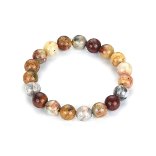 Adabele 1pc Natural Stretch Gemstone Bracelet 10mm (0.39") Bead 7 Inch to 8.5 Inch Healing Crystal Energy Quartz Chakra Jewelry Women Birthday Unisex Gift - color: Crazy Lace Agate, size: 8.5 inch