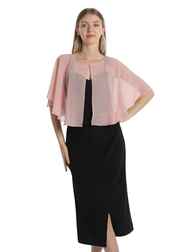 Chiffon Capelet Soft capes Shawls and Wraps for Evening Dress Wedding Cape 1920s shawl accessories for women - color: Blush