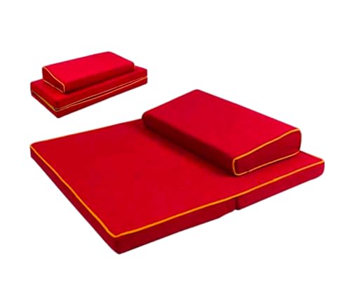 Portable Foldable Meditation Cushion Mat Set, Larger Thick Yoga Mat Bolster Floor Pillows Seating for Adults Meditation Accessories(Size:60x60cm(24x24inch),Color:Red1) - color: Red1, size: 60x60cm(24x24inch)