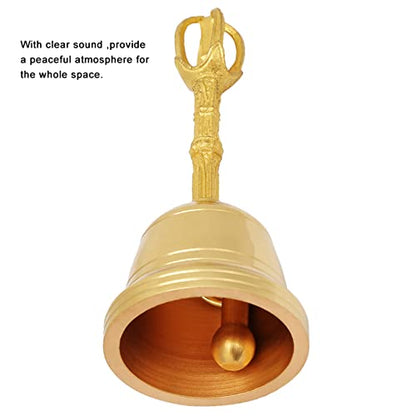 1 Pc Bell, Brass Buddhist Meditation Bells, Popular Pure Brass Hand Bell Buddhist Bell Feng Shui Taoist Instrument 4.5 Inch Rattle
