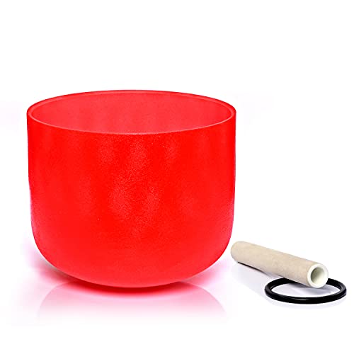 TERRITORY C Note Root Chakra Red Colored Quartz Frosted Crystal Singing Bowl 8 inch - color: C Red