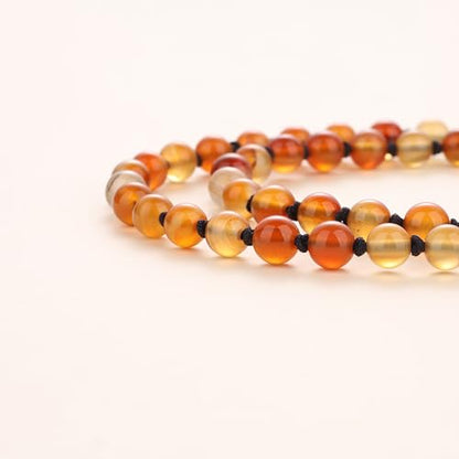 COAI Handmade 108 Mala Beads Necklace, Stainless Steel OM Charm Beaded Necklace for Women