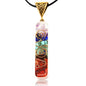 Orgone Chakra Pendant 7 Chakra Stones Necklace Orgonite Pendant with Adjustable Cord Crystals Necklace for Women Men - style: Faith