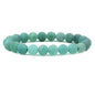 Amandastone Natural Gemstone 8mm Round Beads Stretch Bracelet 7 Inch - color: Matt Green Aventurine