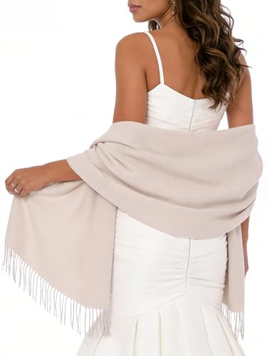 Sumolux Scarf for Women Pashmina Shawls Wraps for Evening Dresses Wedding Bridesmaid Gifts Winter Warm Soft Scarves - color: Oatmeal