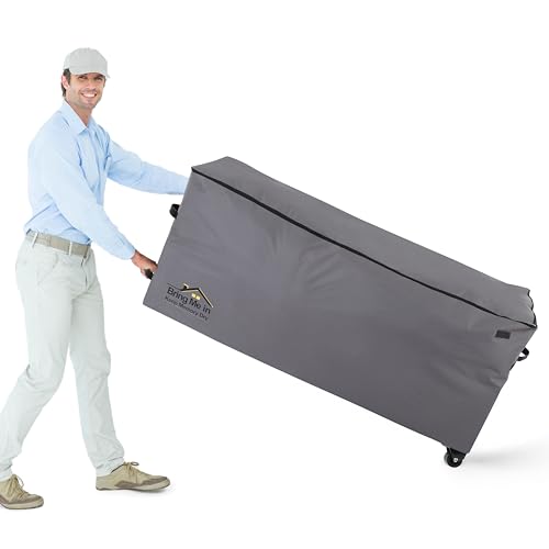 NettyPro Rolling Cushion Storage Bags with Wheel and Handle, Large Storage Container for Furniture Pillow Christmas Tree 7.5 Ft, 50 x 15 x 25 Inch, Grey - color: Grey, size: 1 Pack-50L x 15W x 25H