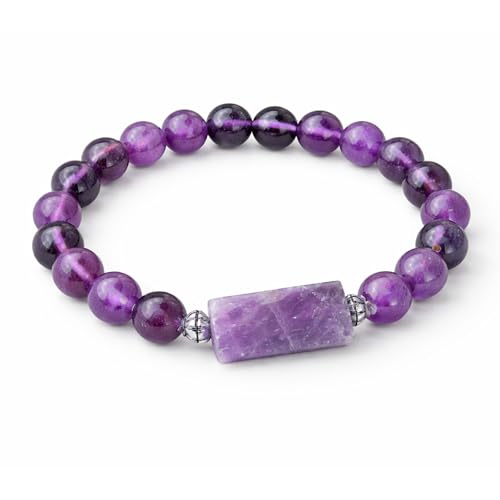 The Alchemist's Arcanum Adjustable Beaded Wrist Accessory for Men and Women, Stretch Fit Stone Bead Jewelry for Daily Wear and Gifting - color: Amethyst with a Natural Chunk