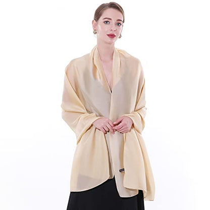 Womens Scarf Pashmina Shawls and Wraps for Evening Dresses Like Chiffon Silk Scarf for Bridal Weddings - color: Champagne
