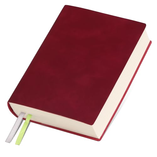 Thick Blank Journal Notebook 400 Pages 3.9 × 5.5 No Lines Soft Leather Pocket Blank Notebook for Women Drawing Book Memo Writing Sketch Diary Notebook Upgrade Page (wine red) - color: wine red