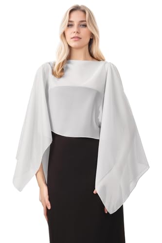 Coucoland Shawl Wraps for Women Sheer Chiffon Shawl Elegant Soft Wraps for Evening Dress Wedding Party - color: Grey
