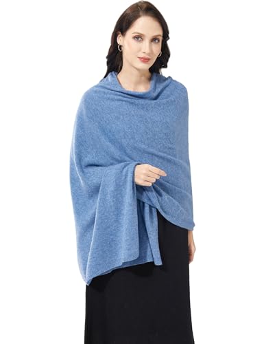 Soft Cashmere Blend Wrap Chic Scarf Stole for Women Wayfarer Travel Extra Large 87"x28" - color: Mottle Blue