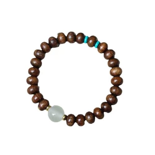 DIY style of plate beads, yellow pear wood, agarwood, Buddha beads, simple gift, men's and women's souvenirs, forest natural wood elastic bracelet