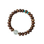 DIY style of plate beads, yellow pear wood, agarwood, Buddha beads, simple gift, men's and women's souvenirs, forest natural wood elastic bracelet