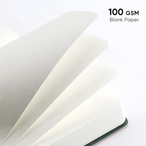 Blank Paper Notebook - 280 Pages A5 Blank Journal Notebook with 100gsm Thick Blank Paper, Hardcover, PU Leather, 5.75'' × 8.38''-Black - color: Black, size: A5-Blank