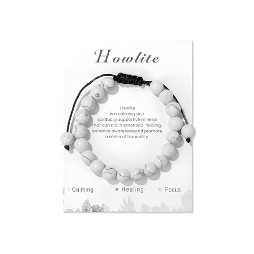 POYAMUSE Handmade Natural Stone Healing Bracelet for Women – Adjustable Woven Rope with 8mm Beads, Promotes Wellness and Positive Energy, Small Wrists Beaded Strand Bracelets for Men and Women