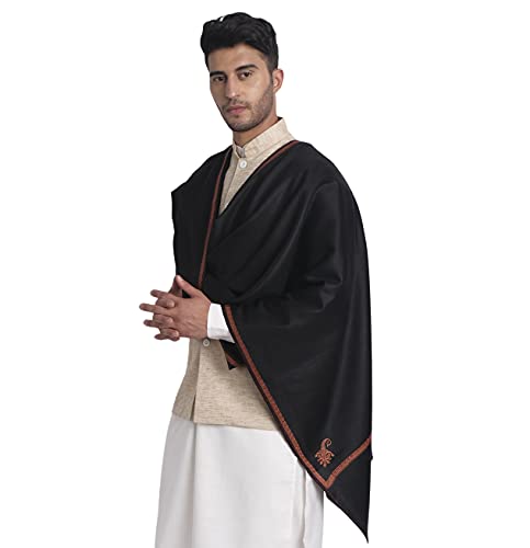 Zamour Large Kashmiri Scarf Shawl Prayer Wrap for Men, Original Kingri Sozni Embroidery