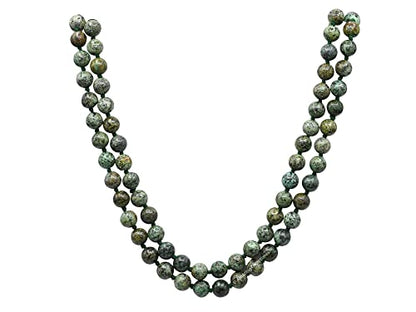 Amazing Gemstone Japa Mala 108 Prayer Beads Necklace and Wrist Mala Bracelet for Meditation - color: African Turquoise, size: Hand Knotted