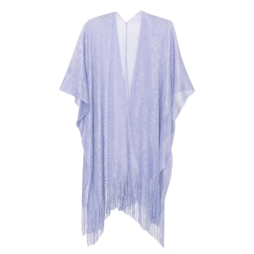Sparkle Metallic Evening Shawls for Women formal Party Dresses Beach Travel Cardigan Shawl Wrap for Swimsuit - color: S-lilac