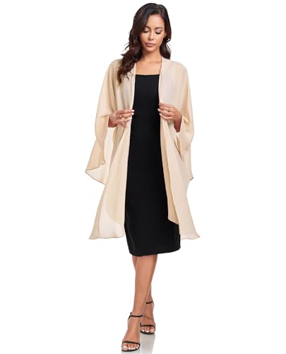 TONGFANTFL Shawls Wraps for Evening Wedding Party Chiffon Scarf Soft Bridal Wraps Wedding Guest Shawl Coverage - color: Champagne